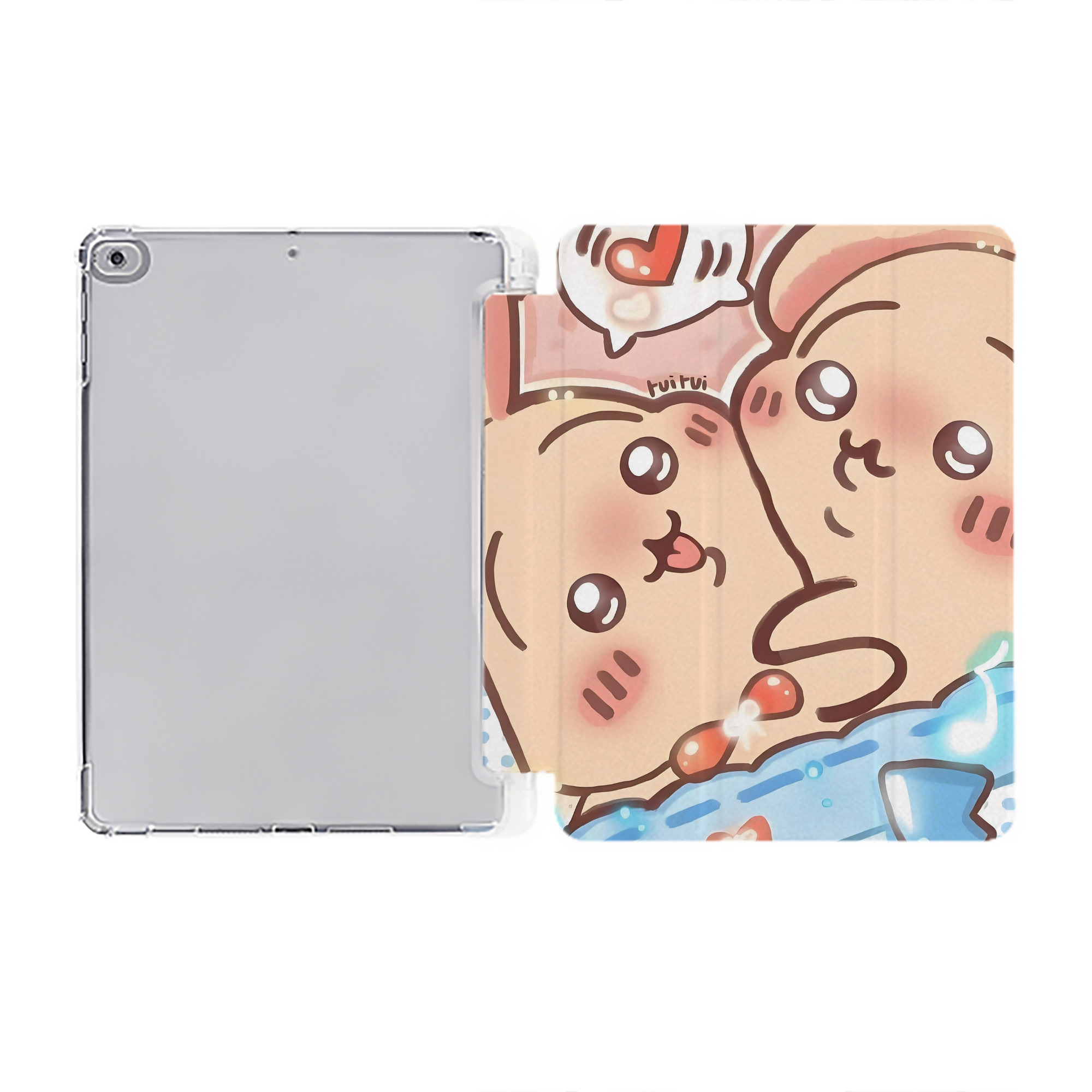 （画像用） ちいかわ Chii-kawa IPad ケース ペン収納付き 三つ折りスタンド PUレザー×シリコン 対応機種9.5/10.5/10.9インチ